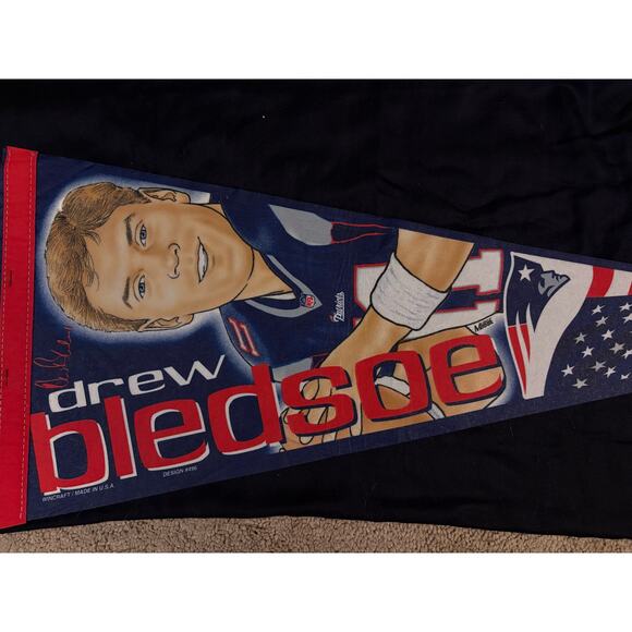 Officially Licensed NE Patriots NOS Drew Bledsoe Banner Football Wincraft USA - Picture 1 of 8